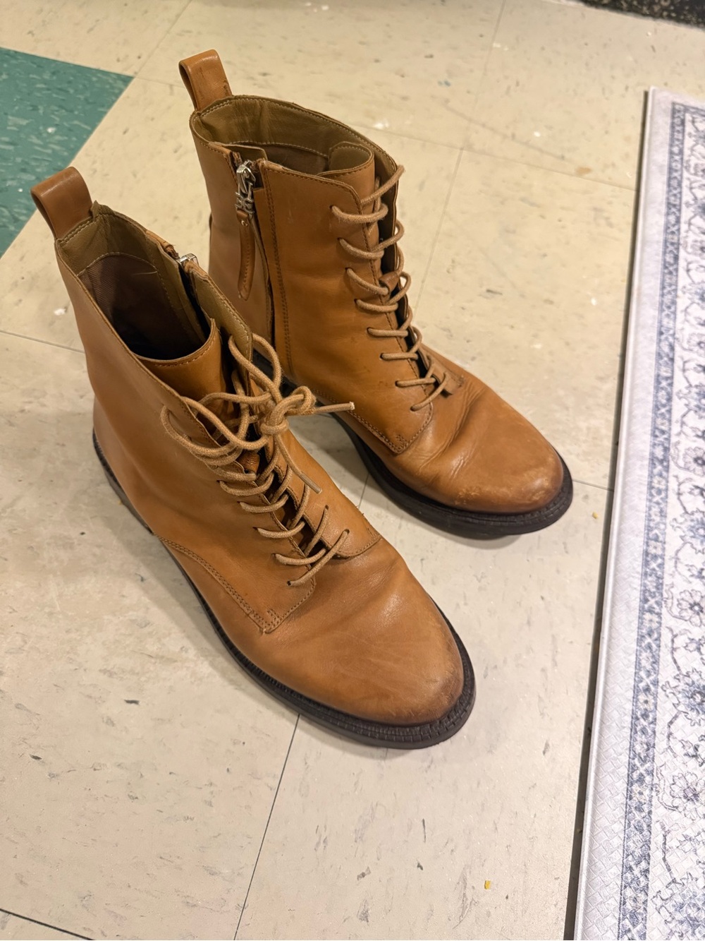 Sam Edelman Men's Cognac Lace-Up Leather Boots